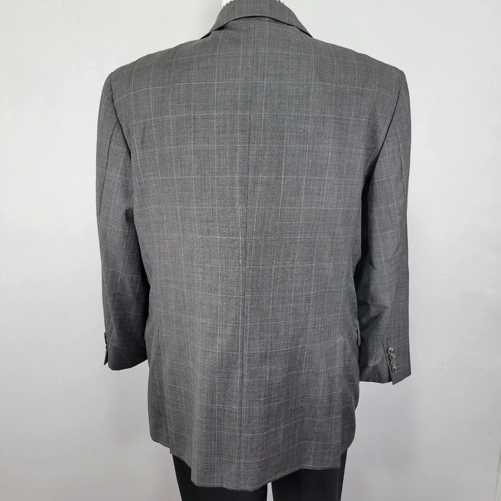 Joseph Abboud Men's Sport Coat Blazer Two Button Gray SHK‎ SKN Plaid Wool 46R